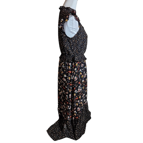 Ava James Floral Print Maxi Dress Sz M Peplum Waist Boho Fairy Whimsigoth Grunge - Picture 7 of 16